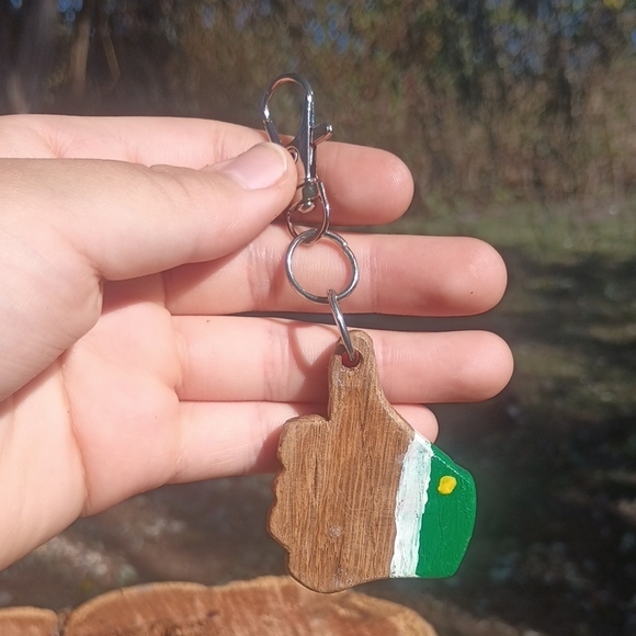 Hand Crafted Other - Wood Thumbs Up Keychain